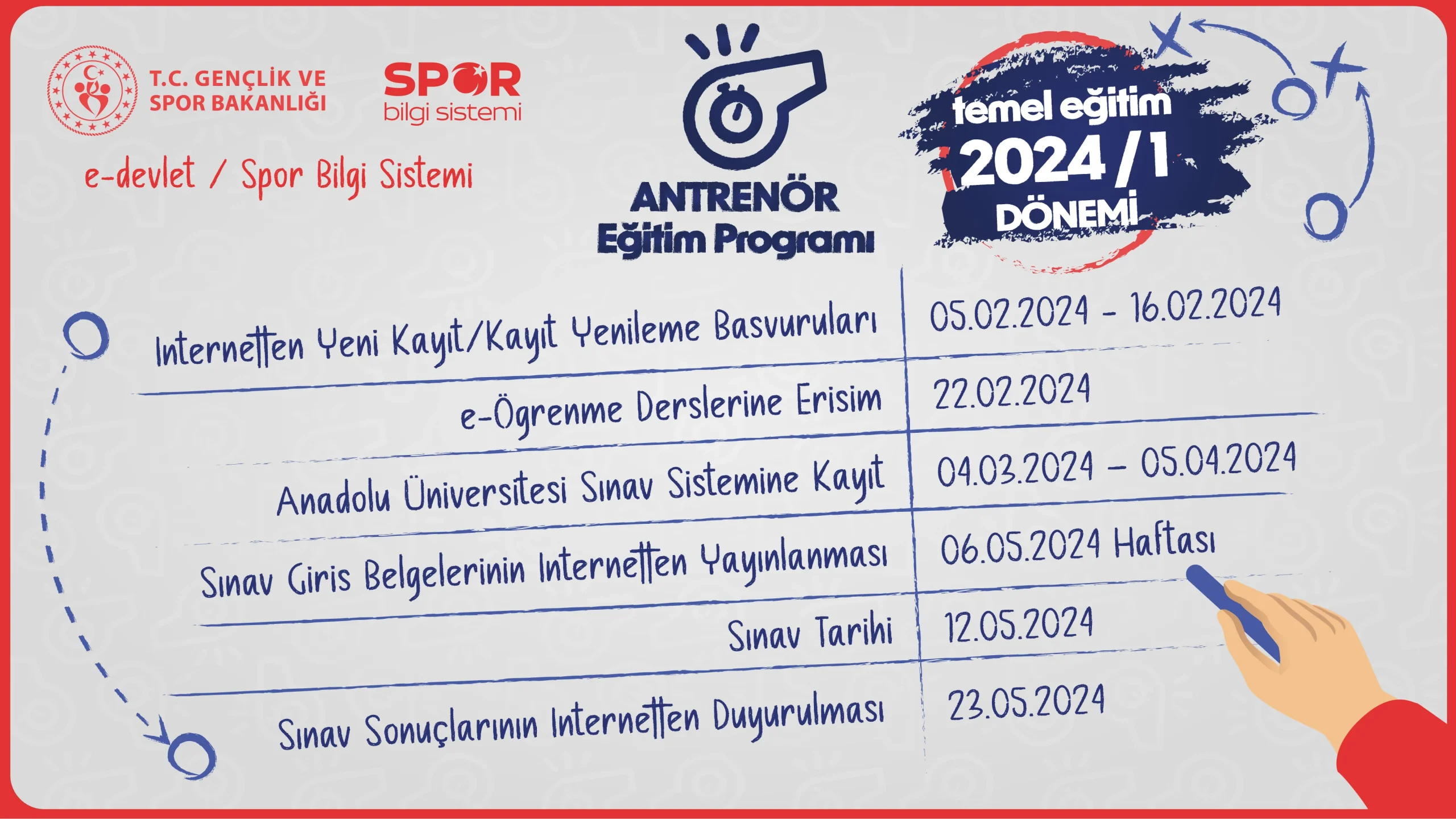 2024/1 Antrenör Temel Eğitim Sınavı Başvuruları Başladı